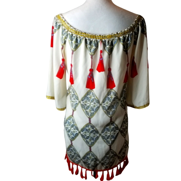 🦋A. Calin Los Angeles Free Form Bell Sleeve Tassle Hem Dress - Picture 4 of 10